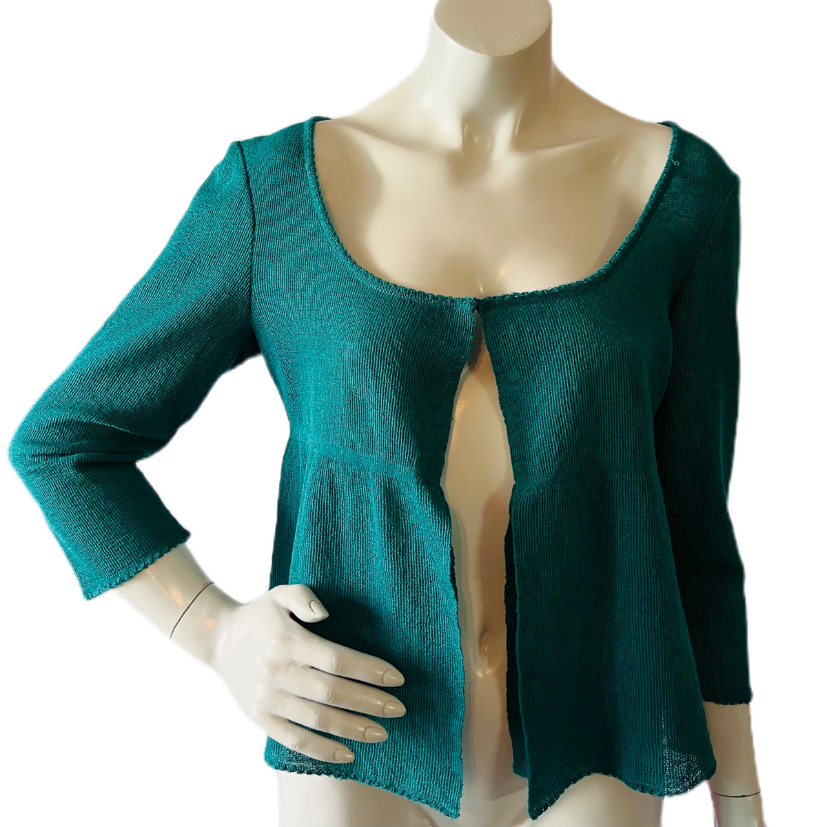 Miu Miu Teal 90s Knit Cardigan — vintage 1990s Miu Miu top in blue