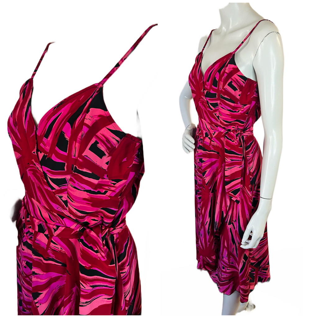 Betsey Johnson 1990s Magenta Raspberry Silk Dress — vintage 1990s Betsey Johnson dress in pink