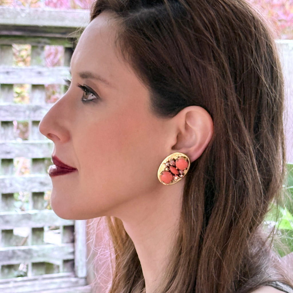 Vintage Schiaparelli costume jewelry clip on earrings.