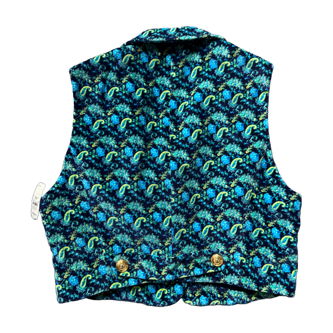 Versace JC 90s Blue & Green Cotton Velvet Top — vintage 1990s Versace top in green, blue