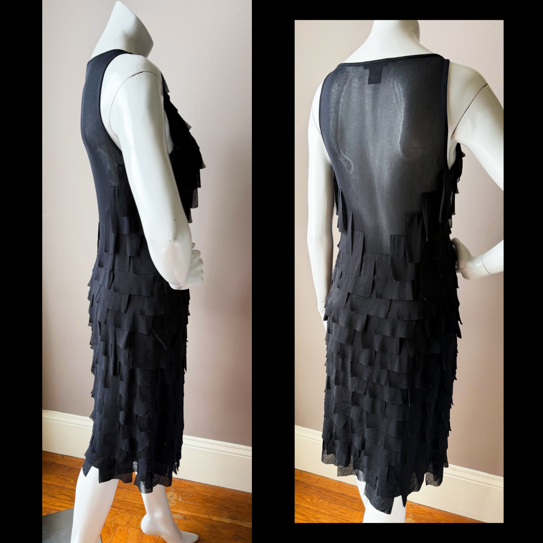 Vivienne Tam 90s Black Sheer Mesh Panel Dress