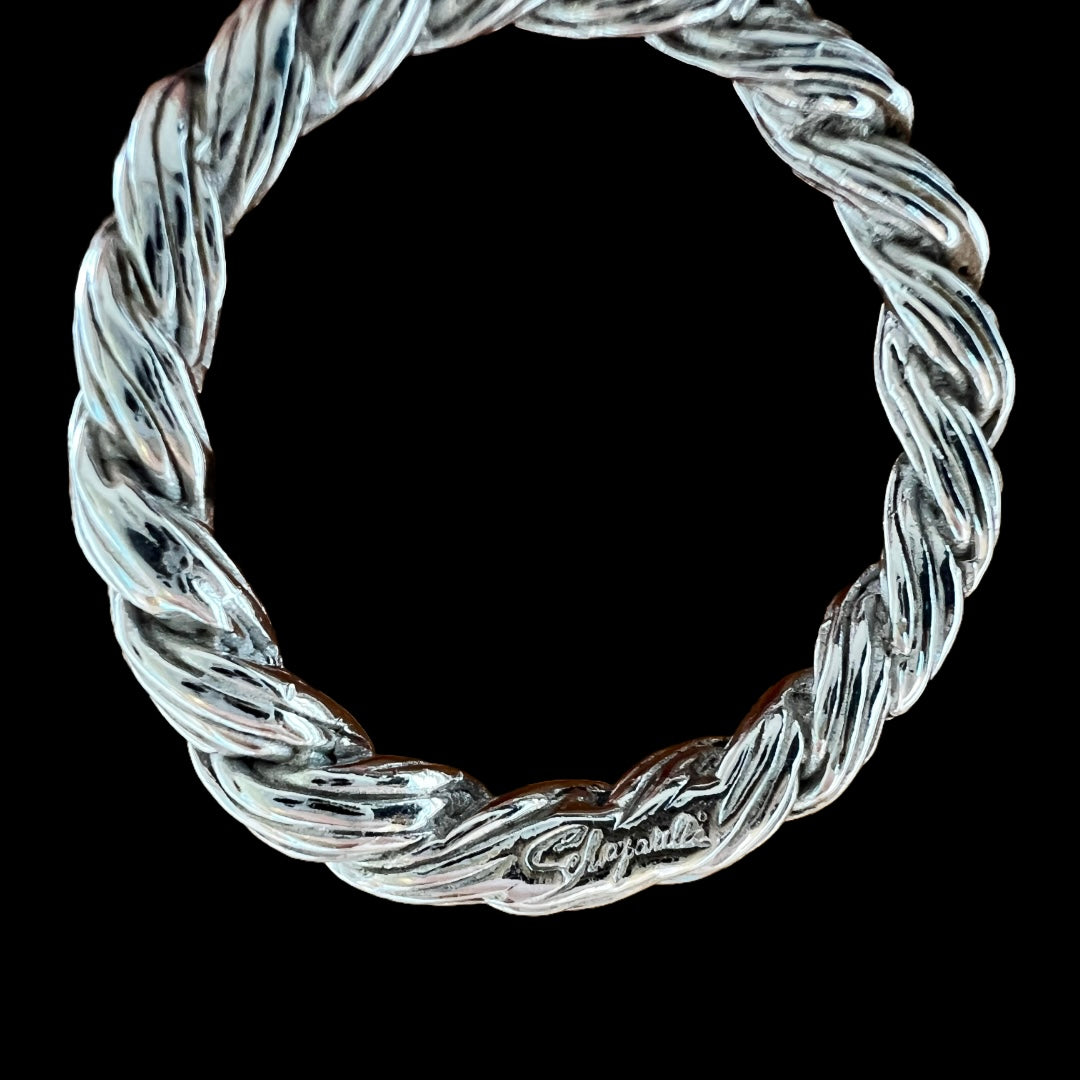 Schiaparelli Silver Braided Hoop Clip On Earrings — vintage 1960s Schiaparelli jewellery in silver