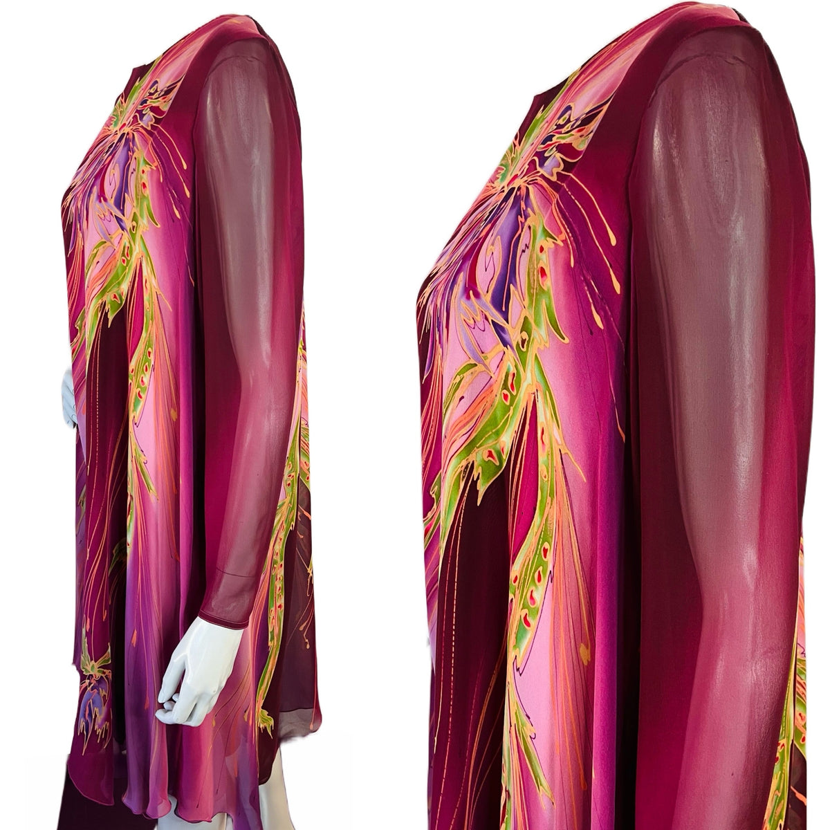 Yolanda Lorente for Imagnin Hand Painted Silk Dress — vintage Yolanda Lorente dress in multicolour