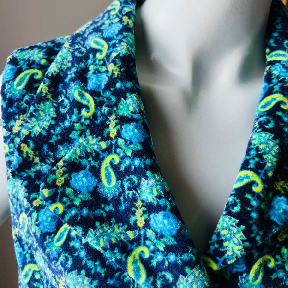 Versace JC 90s Blue & Green Cotton Velvet Top — vintage 1990s Versace top in green, blue