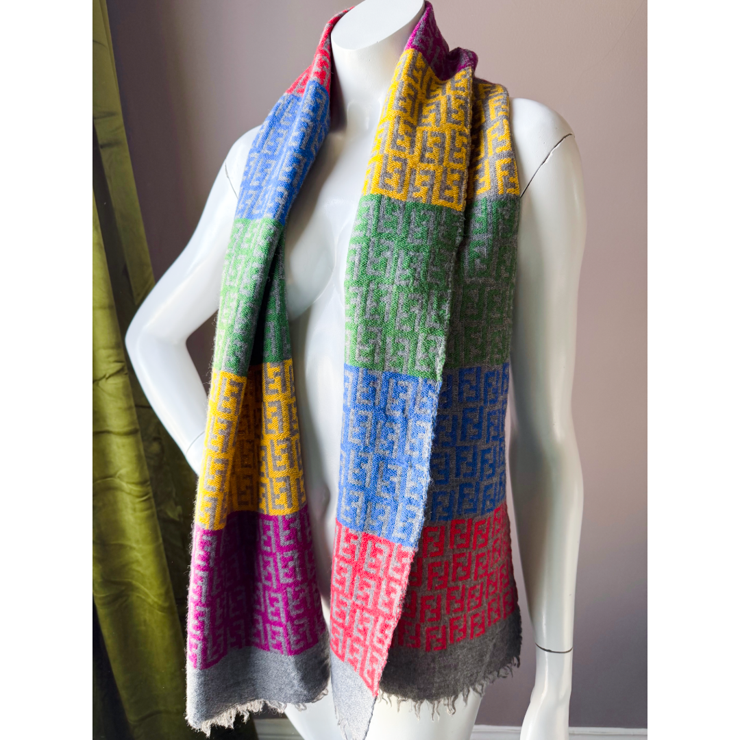 Fendi zucca authentic rainbow scarf