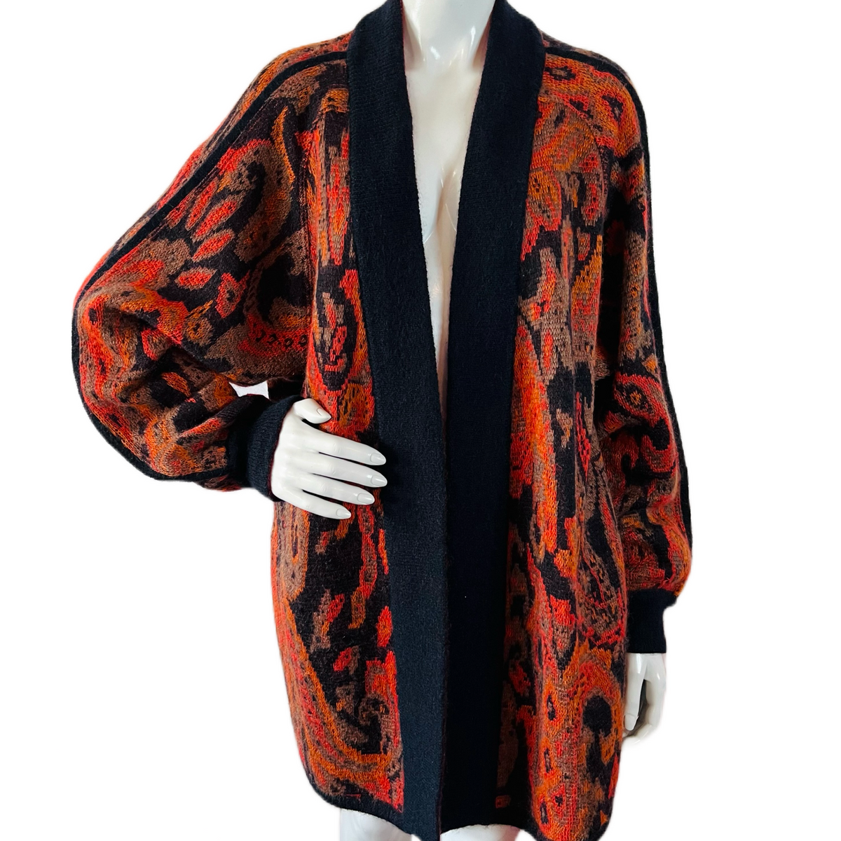Escada Cardigan Mohair Knit Sweater w Pockets — vintage Escada knit in black