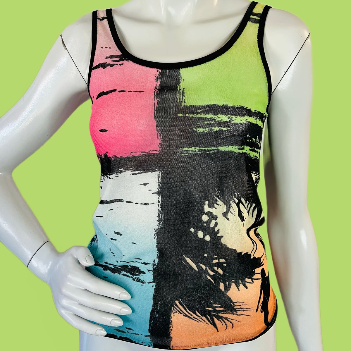 Jean Paul Gaultier Beach Scene Mesh Tank — vintage Jean Paul Gaultier top
