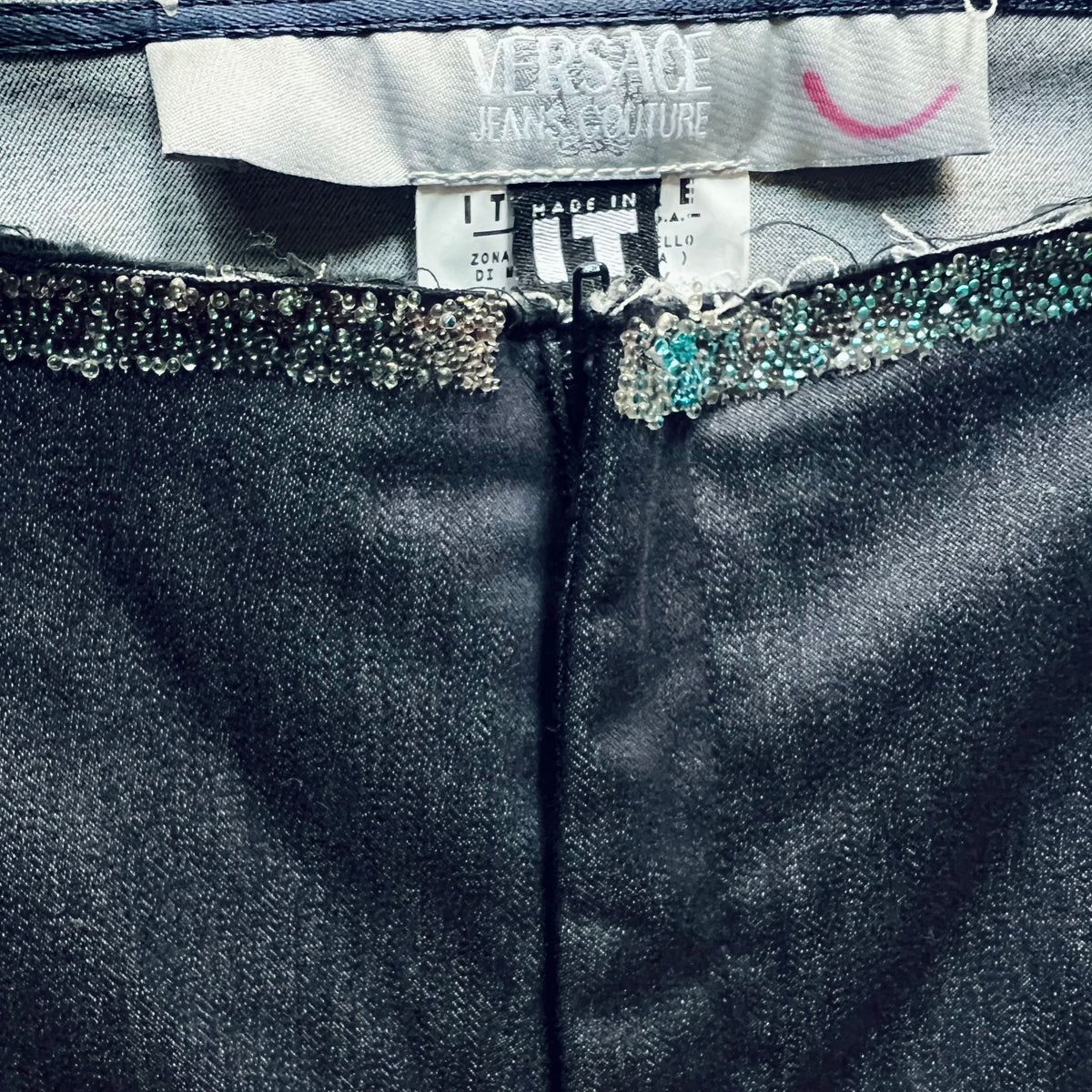 Versace Jeans Couture y2k Blue Glitter Pants — vintage 2000s Versace bottoms in blue