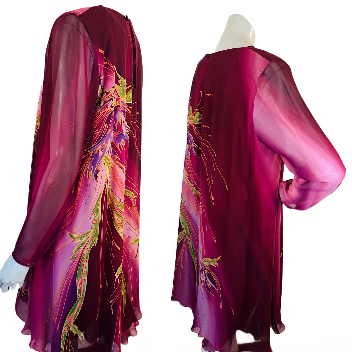 Yolanda Lorente for Imagnin Hand Painted Silk Dress — vintage Yolanda Lorente dress in multicolour