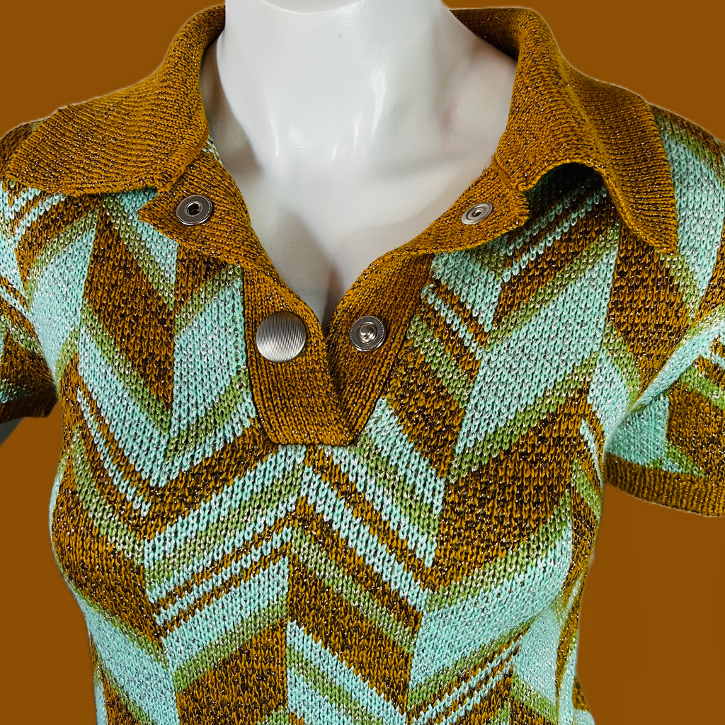 Miu Miu 2014 Metallic Knit Chevron Sweater — vintage Miu Miu knit