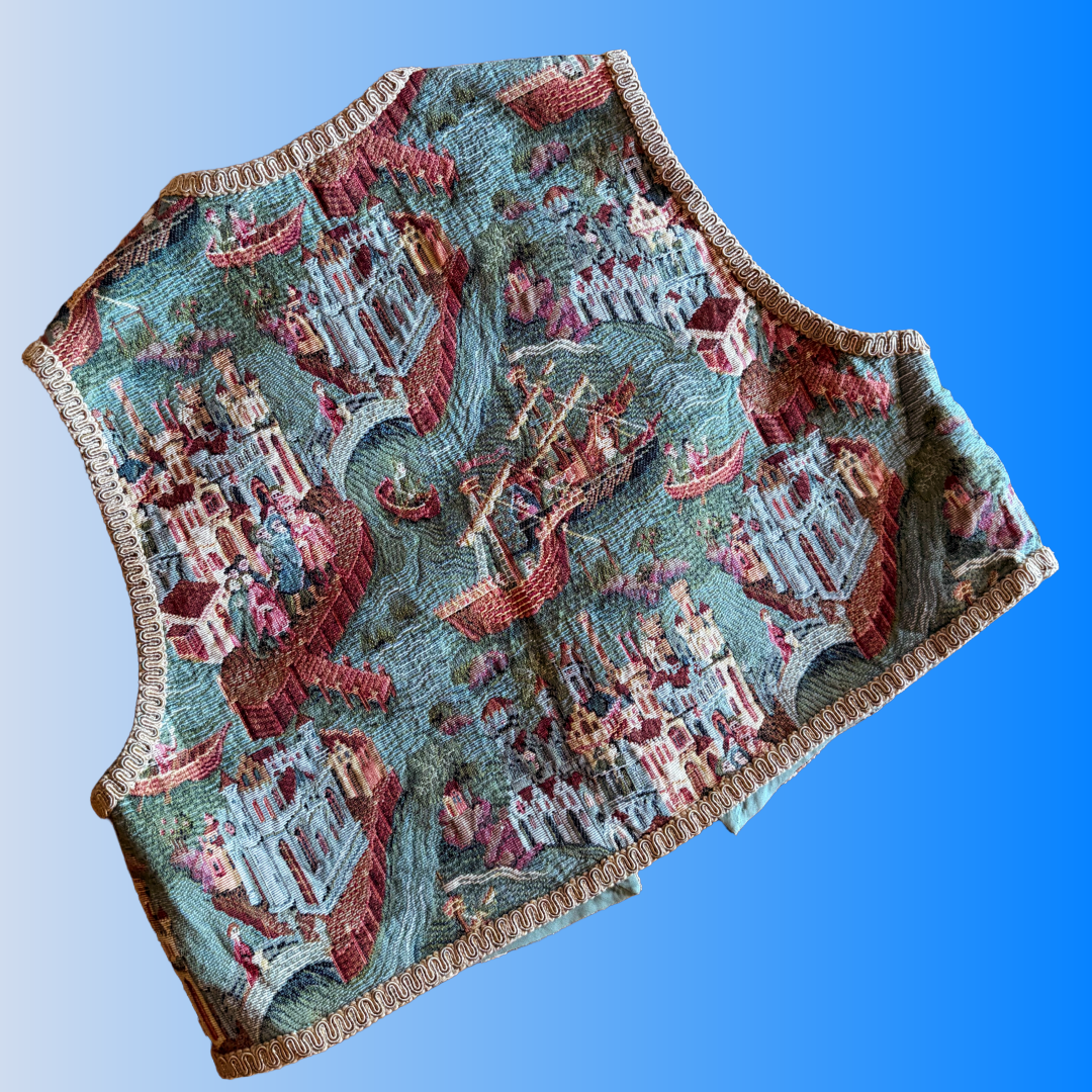 Italian Tapestry Castle Tassel Vest