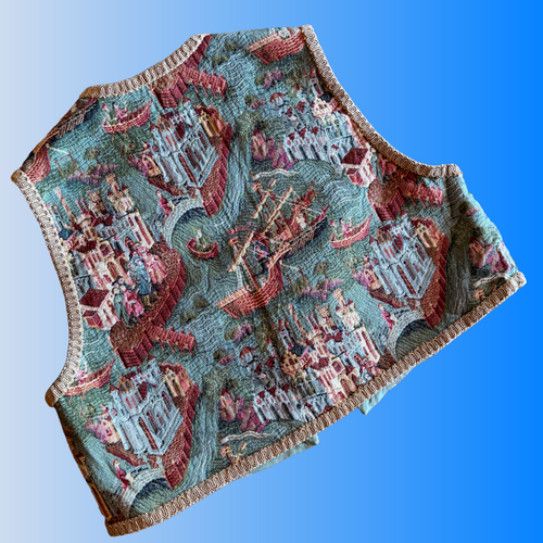 Italian Tapestry Castle Tassel Vest — vintage jacket