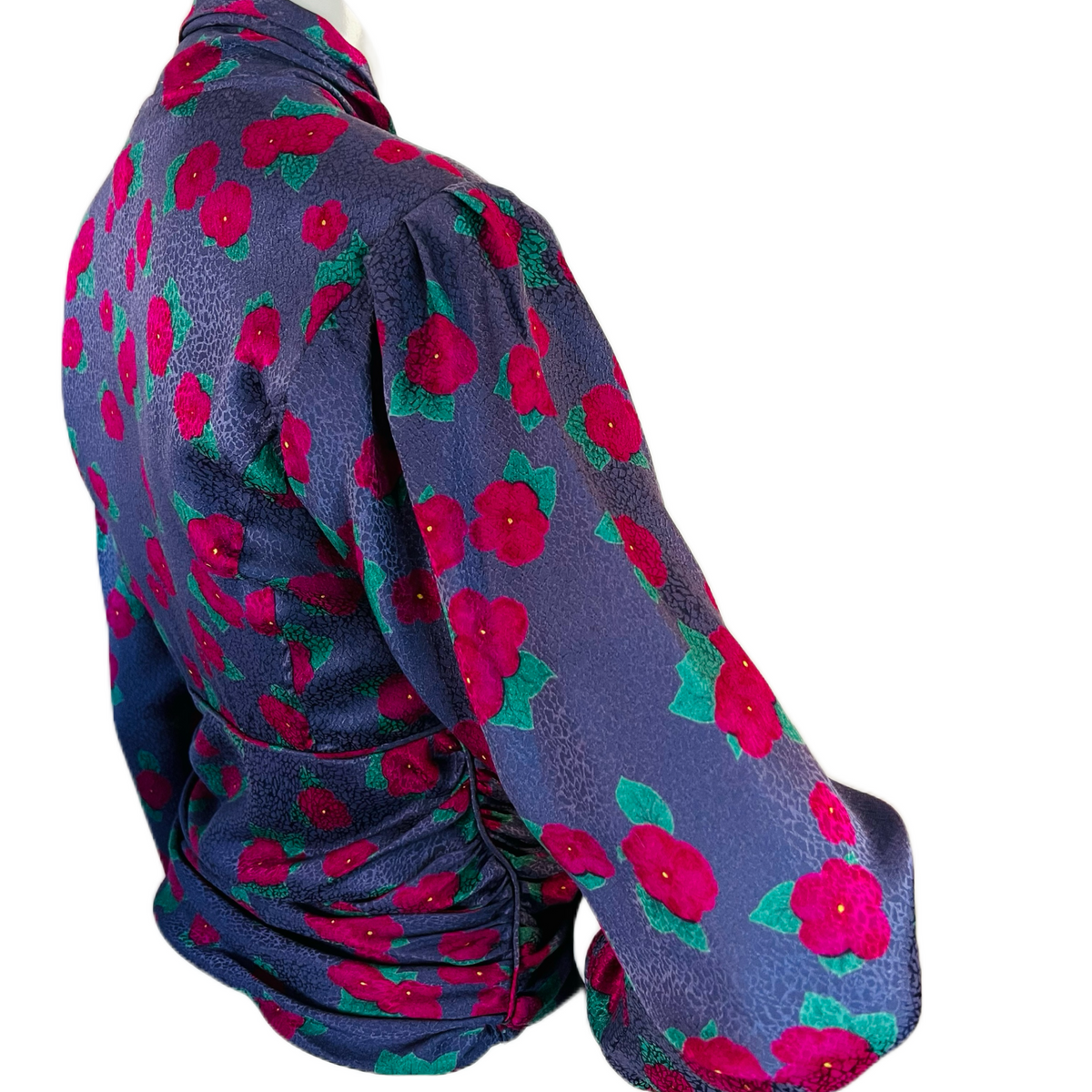 Ungaro Pussy Bow Floral Purple Silk Blouse — vintage Ungaro top in purple