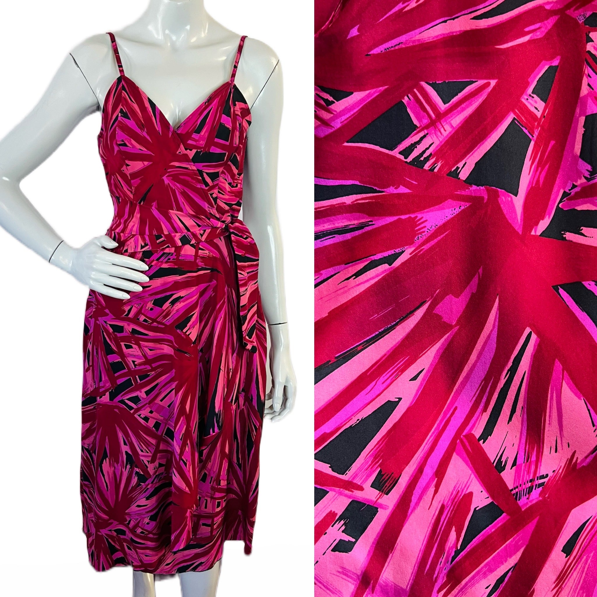 Betsey Johnson 1990s Magenta Raspberry Silk Dress — vintage 1990s Betsey Johnson dress in pink