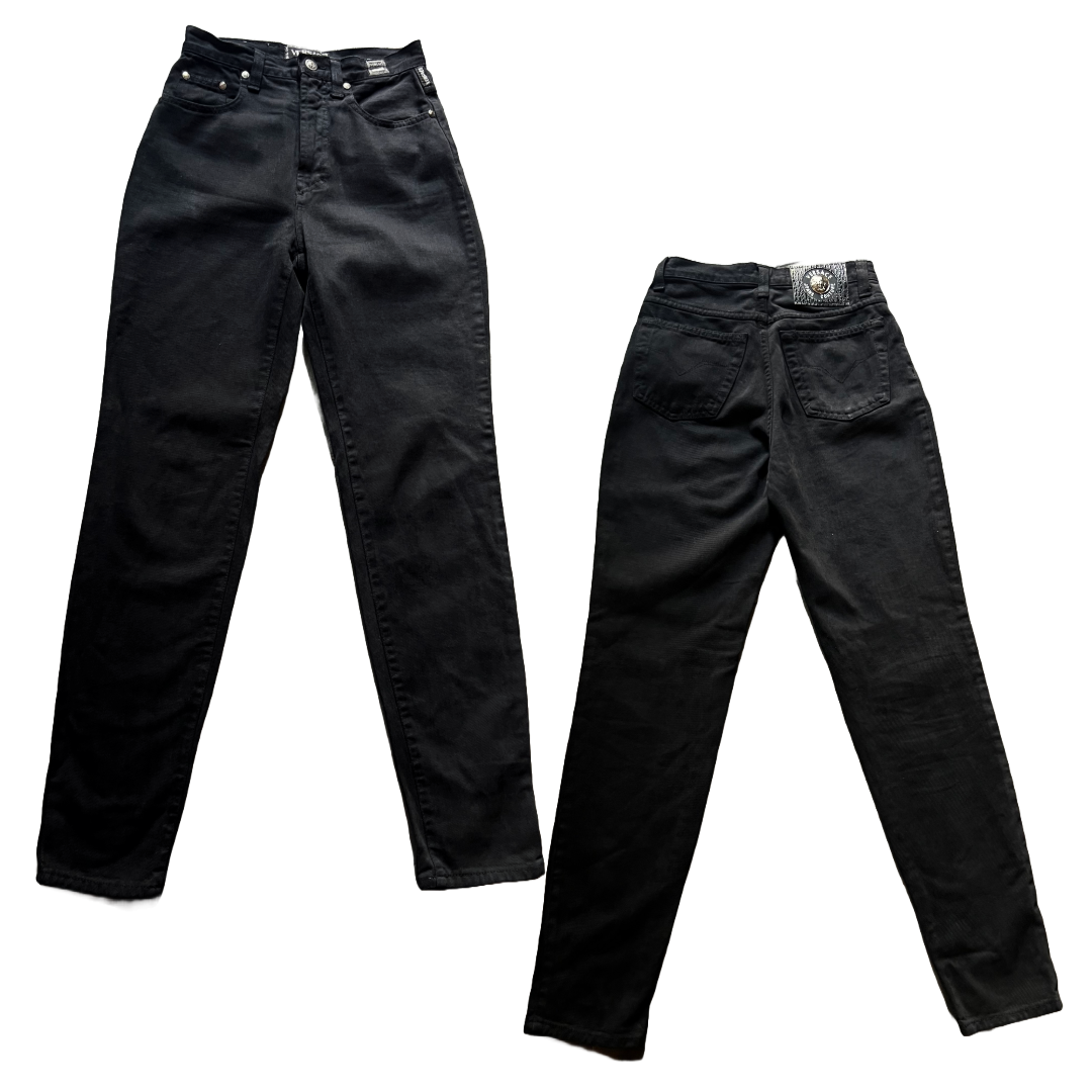 Versace Jeans Couture 90s Black Jeans — vintage 1990s Versace bottoms in black