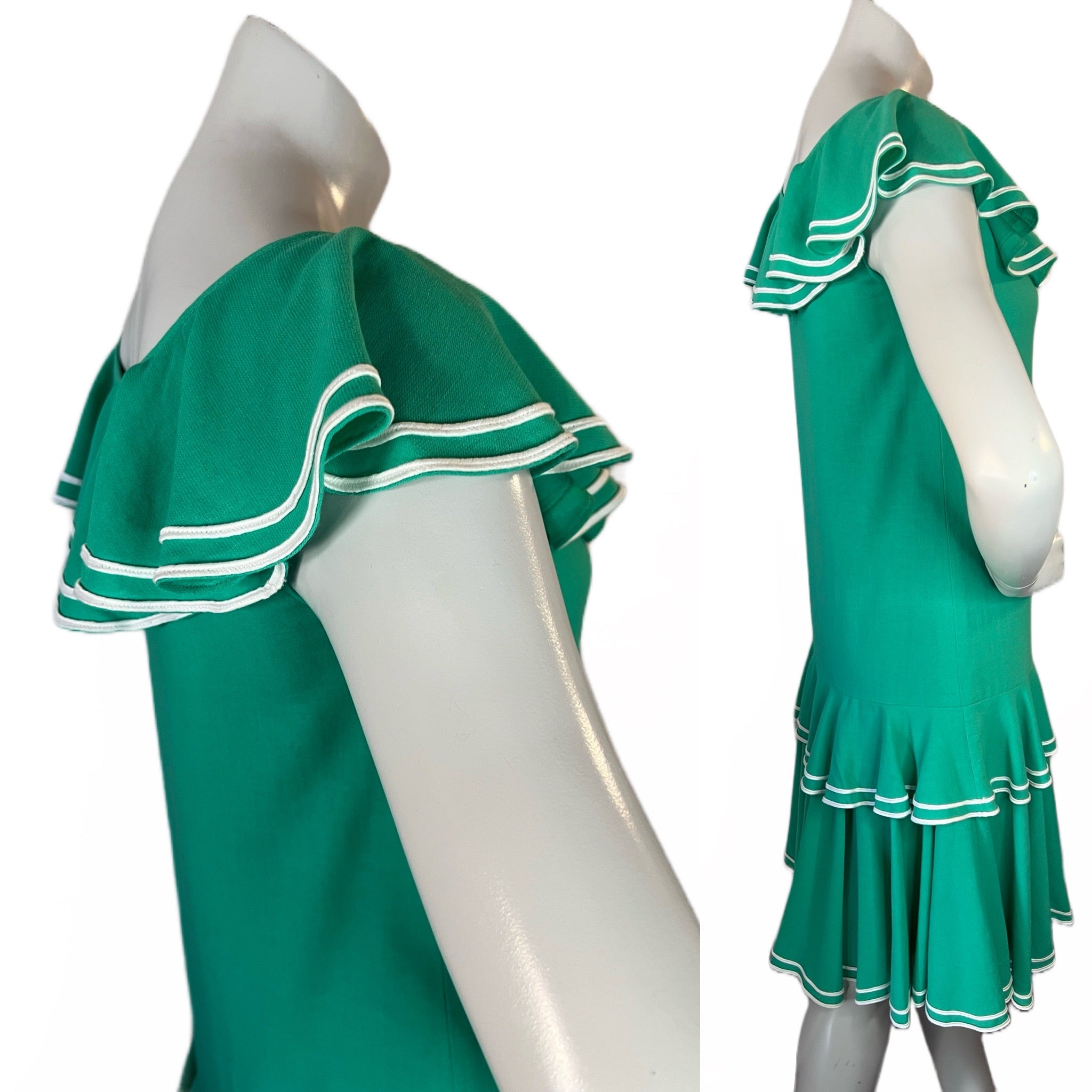 Christian Dior Green & White 80s Ready to Wear Dress — vintage 1980s Christian Dior dress in white, green