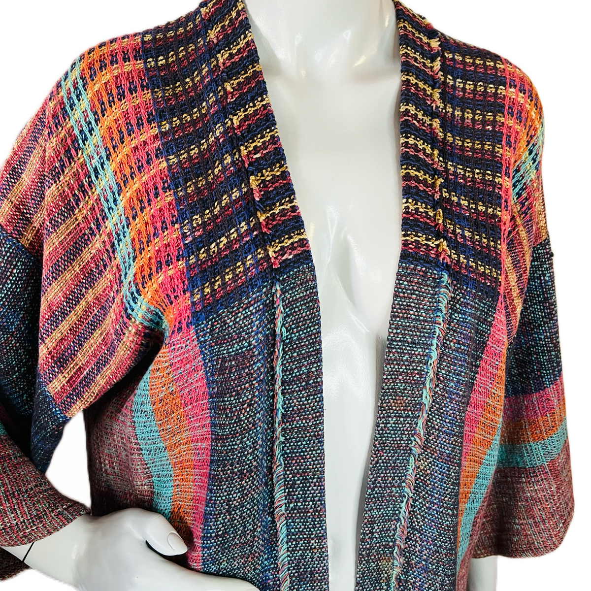 Peggy Kondo Rainbow Hand Woven Jacket — vintage Peggy Kondo top in multicolour