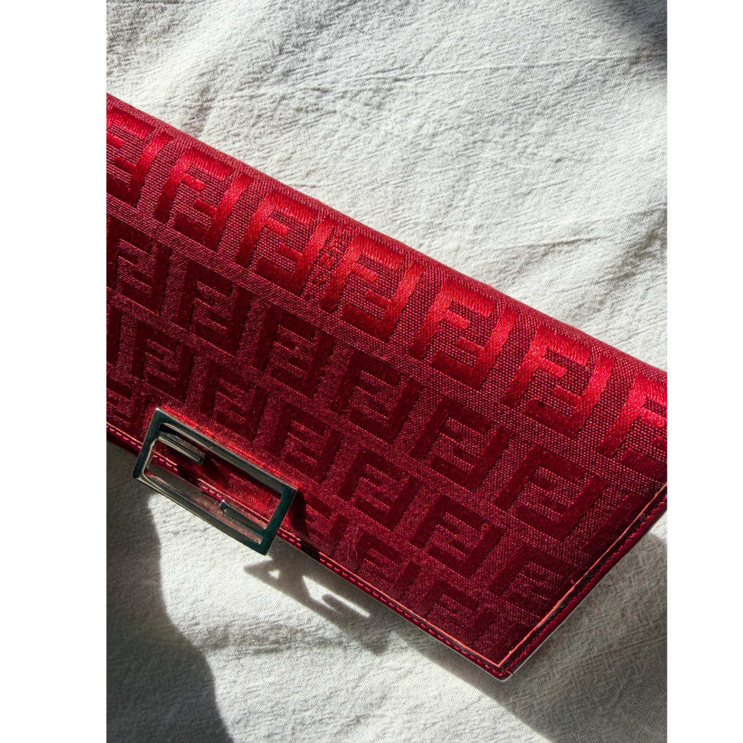 Fendi Red Zucca Long Wallet — vintage Fendi bag in red