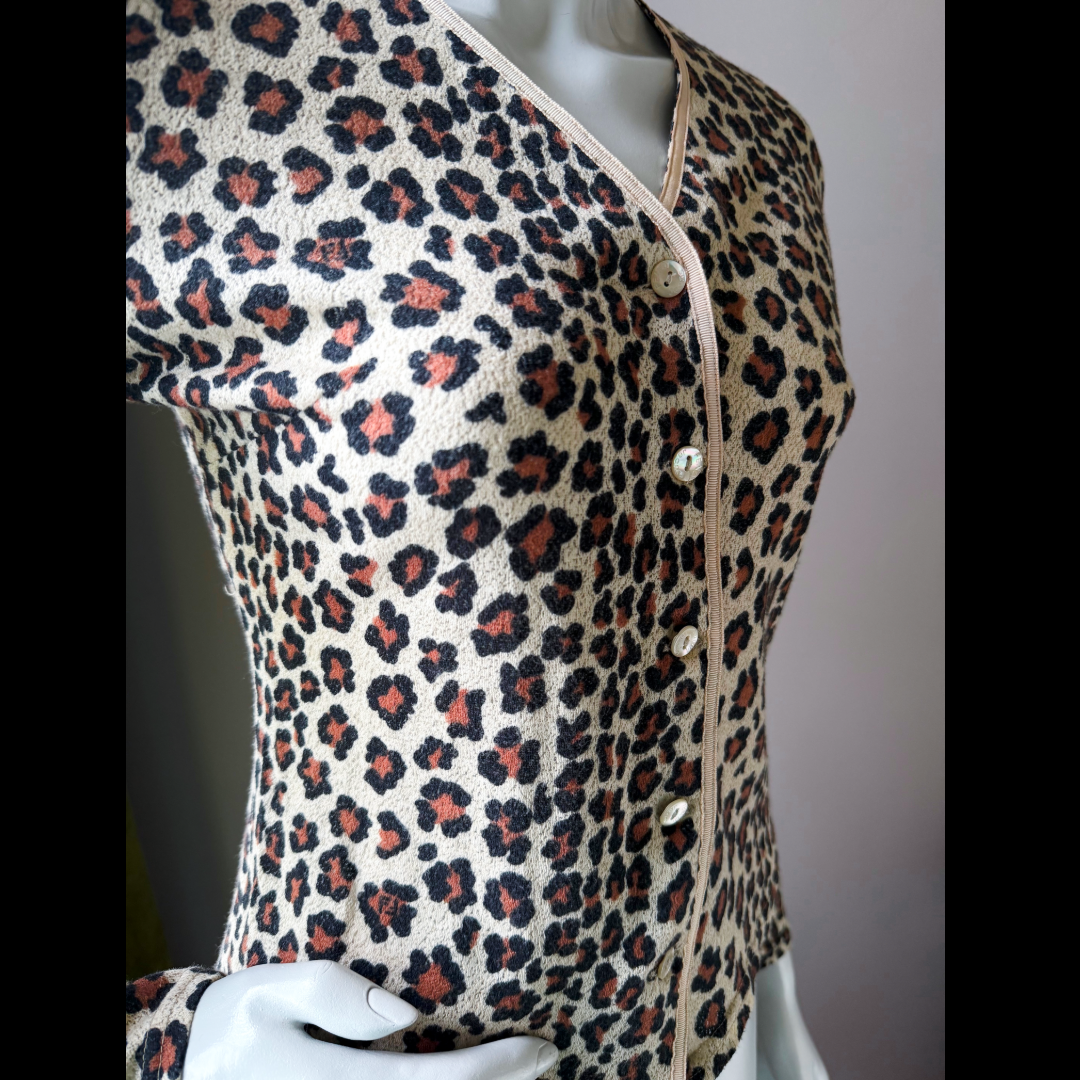 90s Fendi Jeans Leopard FF Cardigan — vintage 1990s Fendi knit in brown