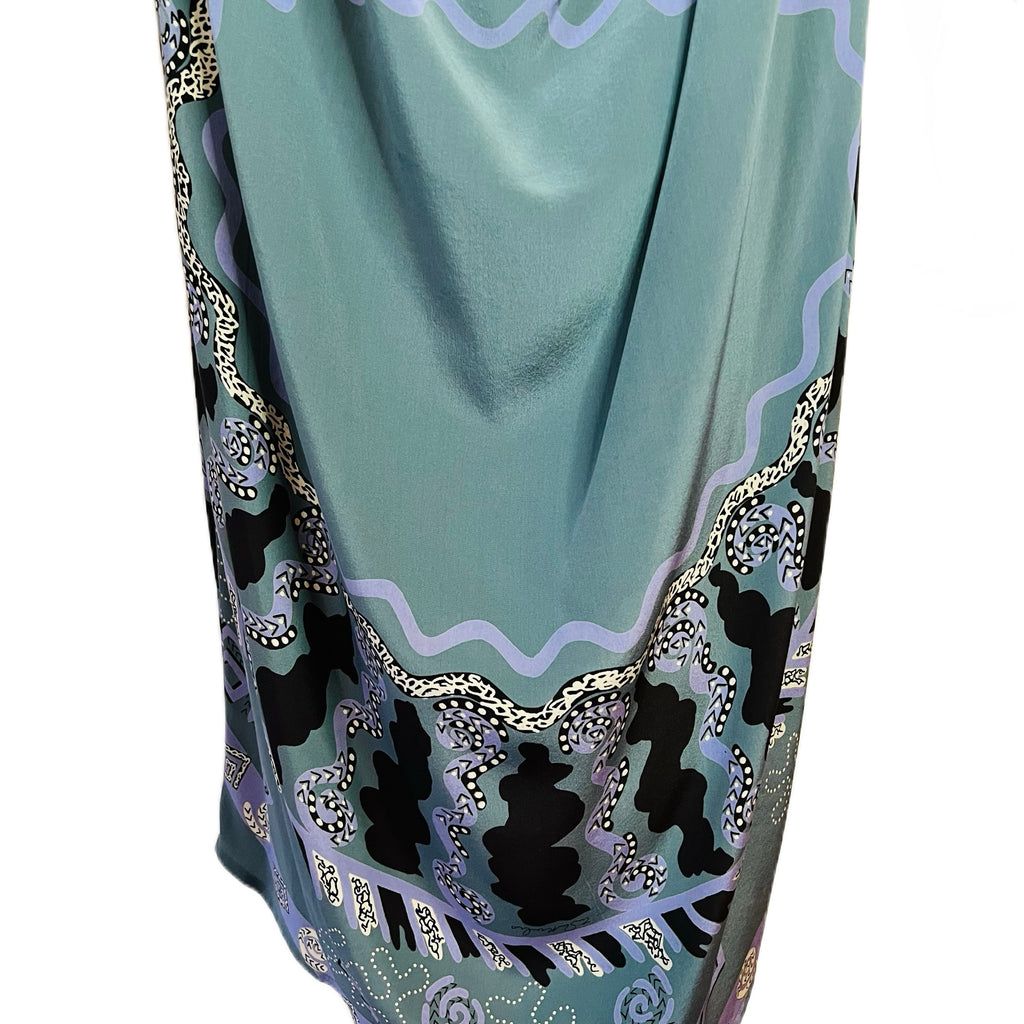 Zandra Rhodes London Blue Silk Dress — vintage Zandra Rhodes dress in blue