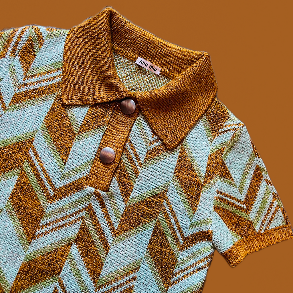 Miu Miu 2014 Metallic Knit Chevron Sweater — vintage Miu Miu knit