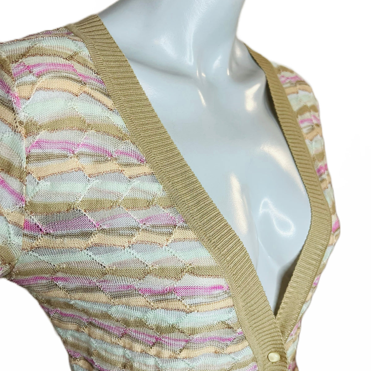 M Missoni Knit Cardigan with Metallic Threads — vintage Missoni top in orange, brown, beige