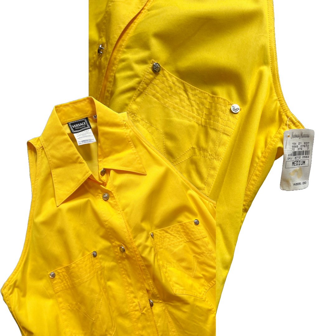 Versace JC 90s Banana Yellow Tunic Top — vintage 1990s Versace caftan in yellow
