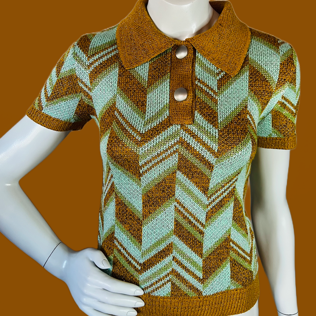 Miu Miu 2014 Metallic Knit Chevron Sweater — vintage Miu Miu knit
