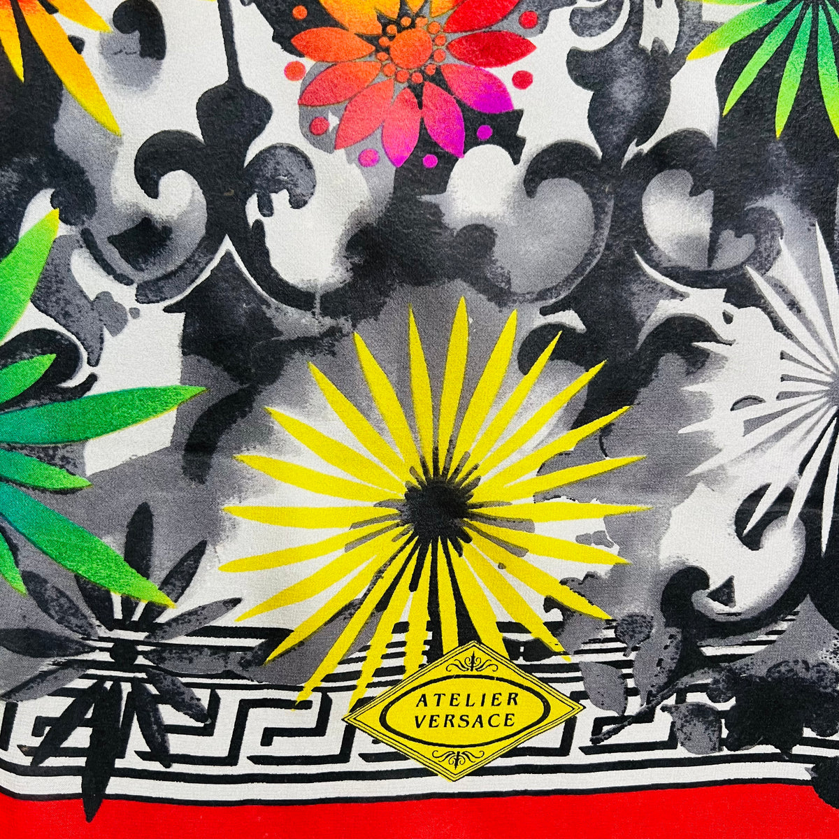 Atelier Versace 90s Large Rainbow Silk Scarf — vintage 1990s Versace scarf in multicolour