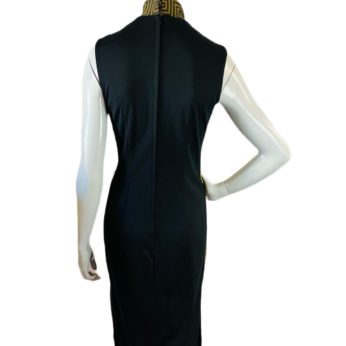 Shaheen Black & Gold 70s Hostess Gown Maxi Dress — vintage 1970s Alfred Shaheen California Hawaii dress in black, gold