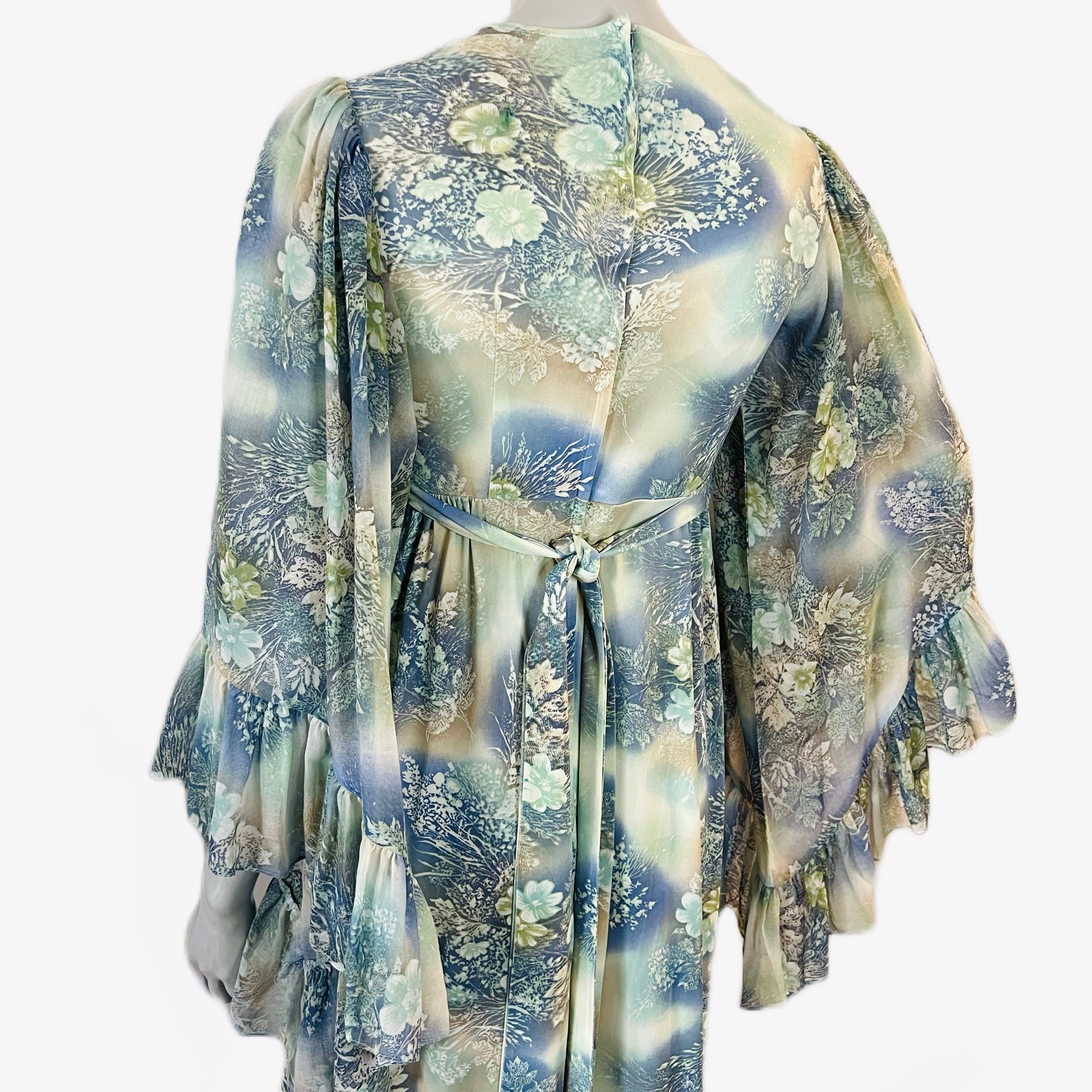 Angel Sleeve 1970s Ethereal Romance Maxi Dress — vintage 1970s dress