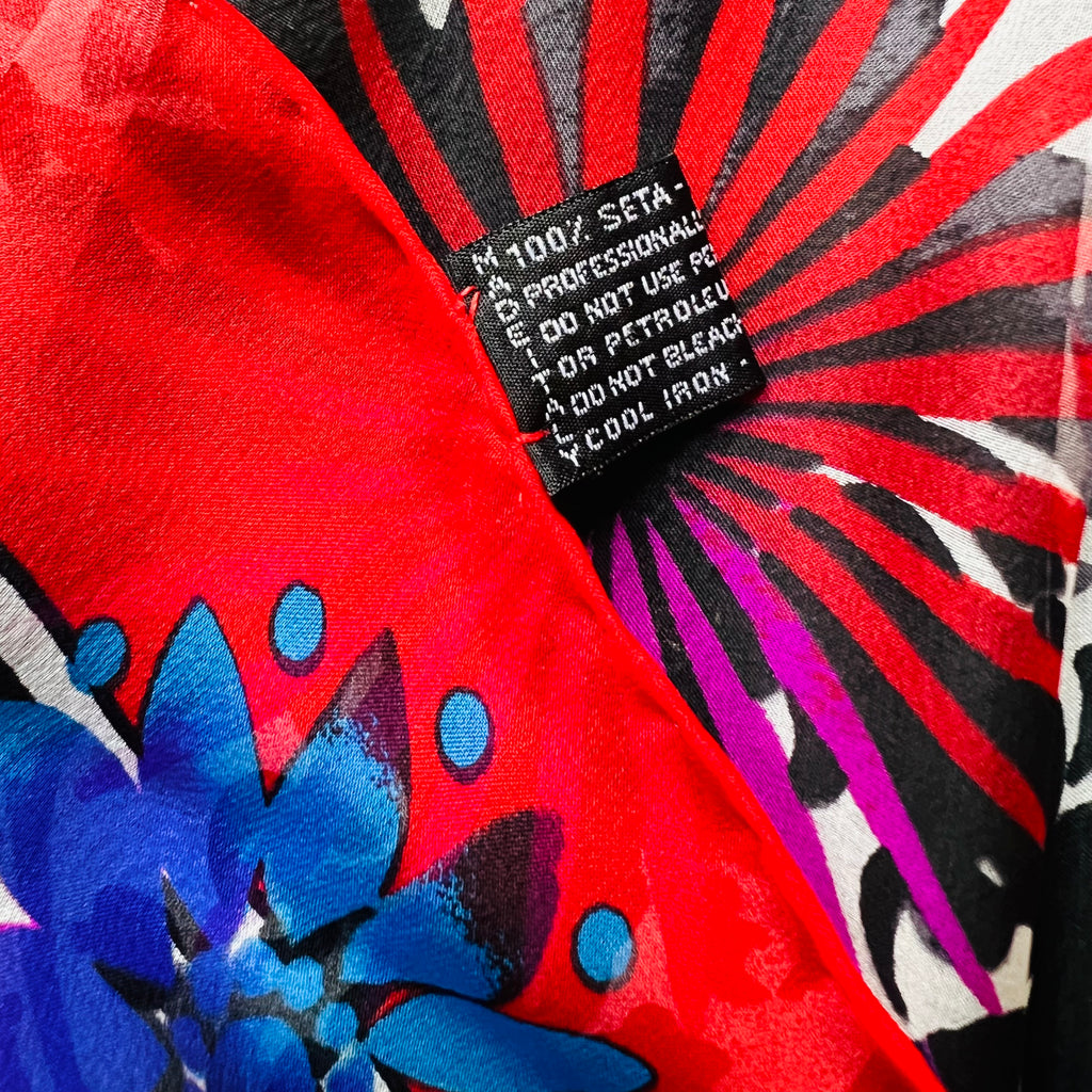 Atelier Versace 90s Large Rainbow Silk Scarf — vintage 1990s Versace scarf in multicolour