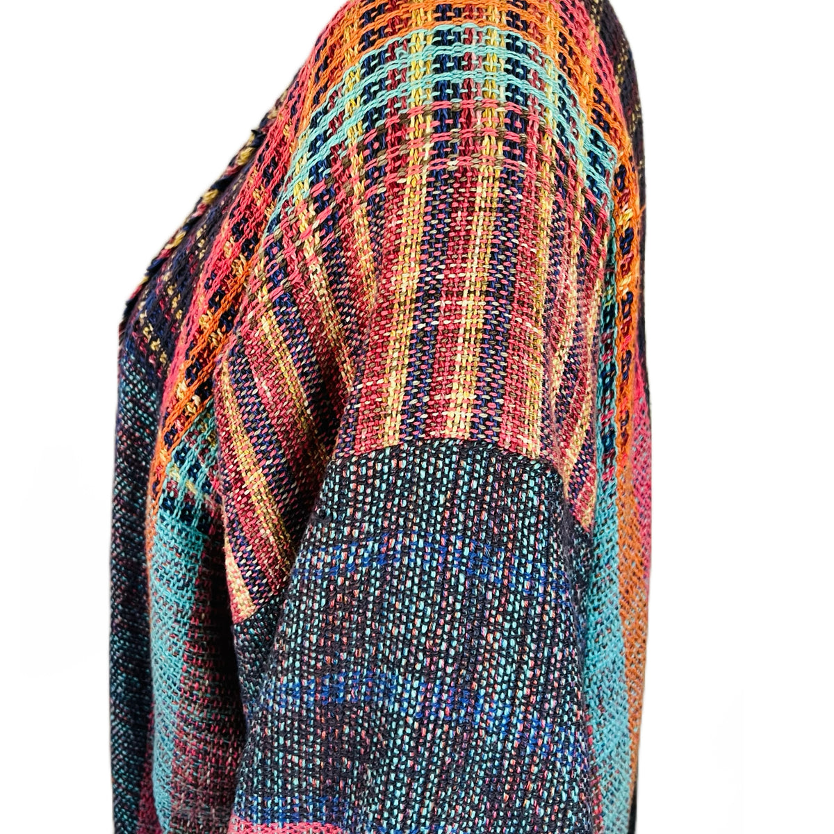 Peggy Kondo Rainbow Hand Woven Jacket — vintage Peggy Kondo top in multicolour