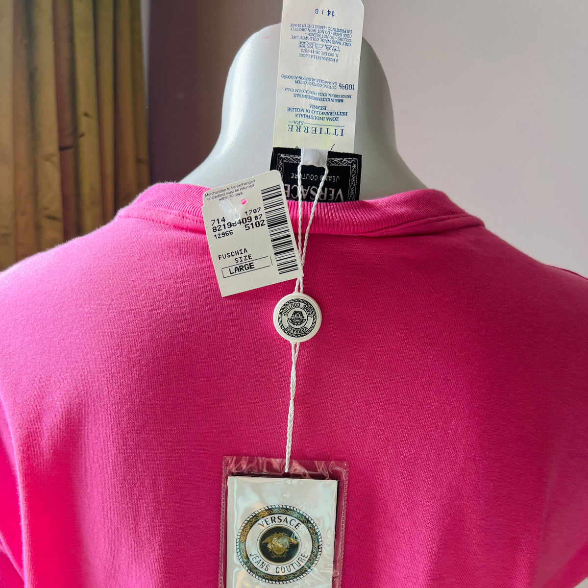 Versace JC 90s Bubblegum Medusa Pink T-Shirt — vintage 1990s Versace top in pink