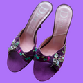 Christian Dior by Galliano Koi Collection 2003 Embroidered Purple Heels Size 39 — vintage Christian Dior shoes in purple