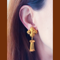 Fendi Column Drop Gold Plated Clip Earrings — vintage Fendi jewellery in gold