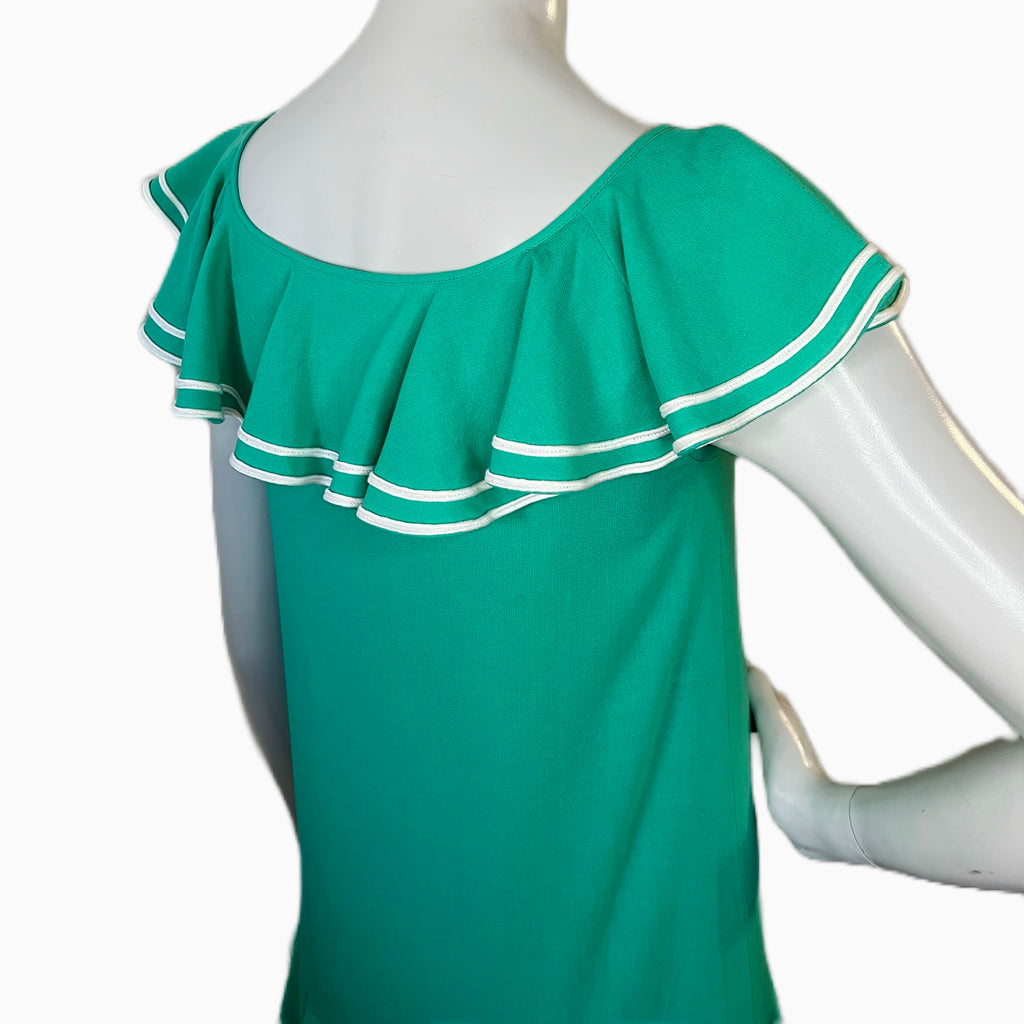 Christian Dior Green & White 80s Ready to Wear Dress — vintage 1980s Christian Dior dress in white, green