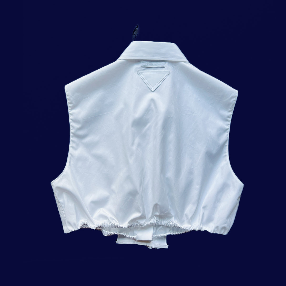 Prada cotton poplin cropped button up blouse.