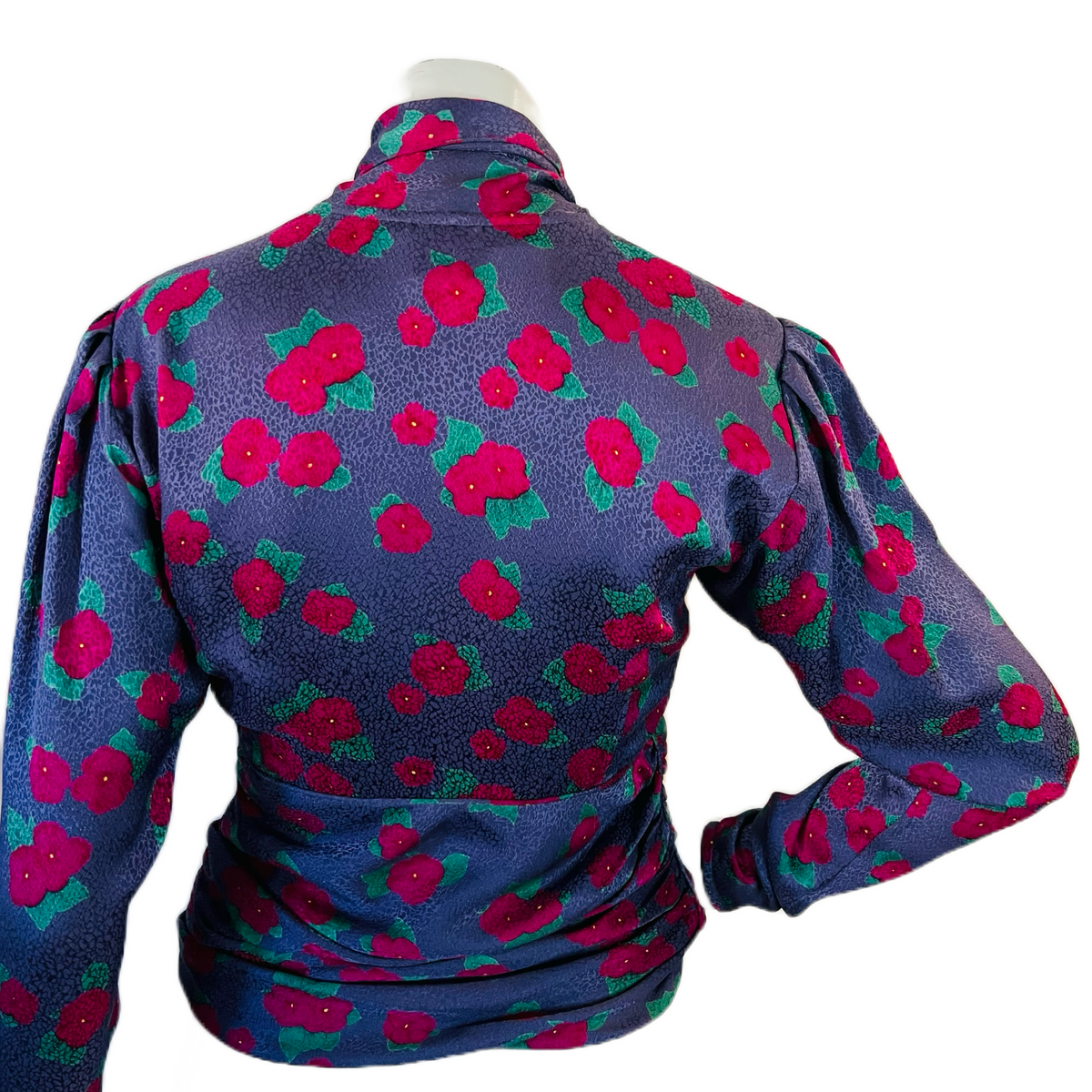 Ungaro Pussy Bow Floral Purple Silk Blouse — vintage Ungaro top in purple