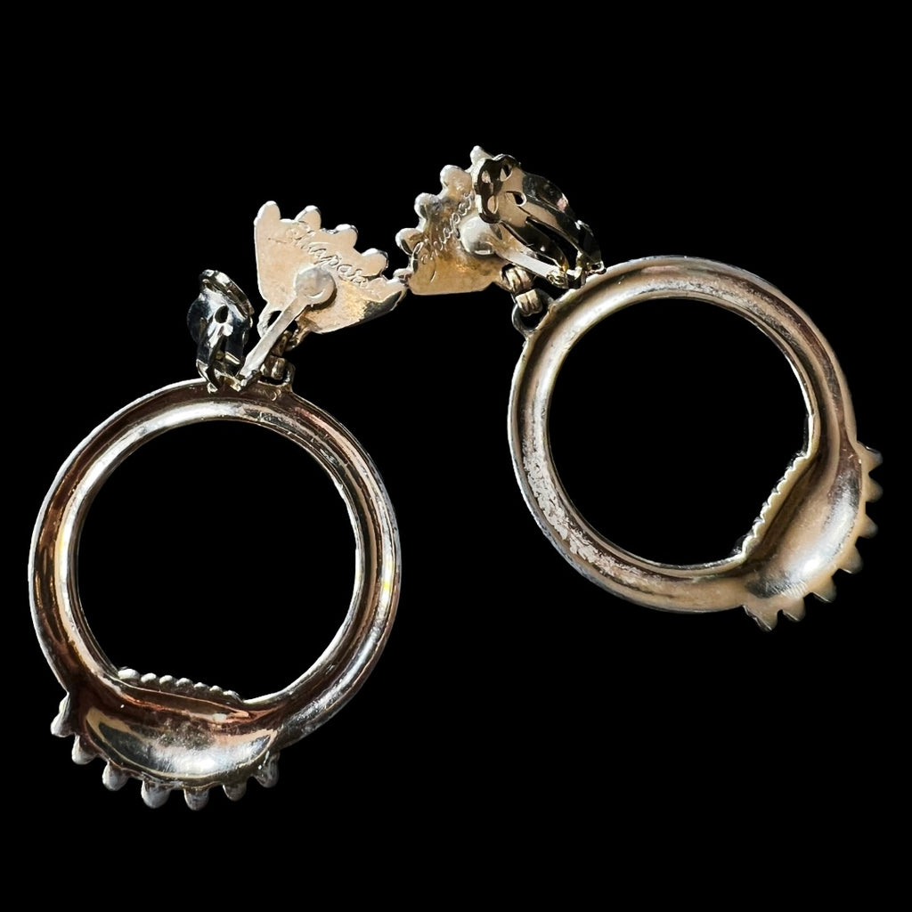 Schiaparelli Gold Winged Hoop Clip On Earrings — vintage Schiaparelli jewellery in gold