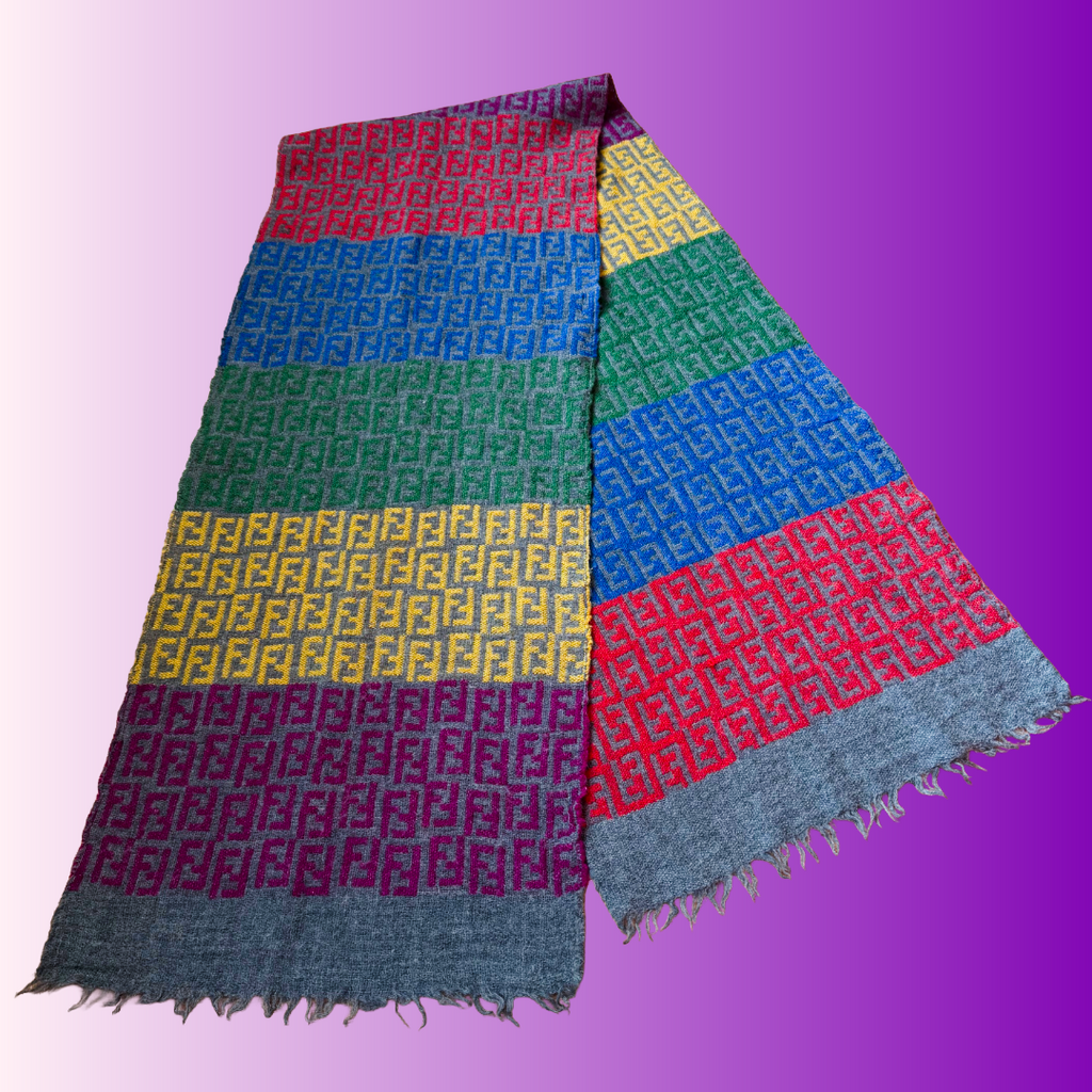 Fendi vintage multicolor fringe scarf