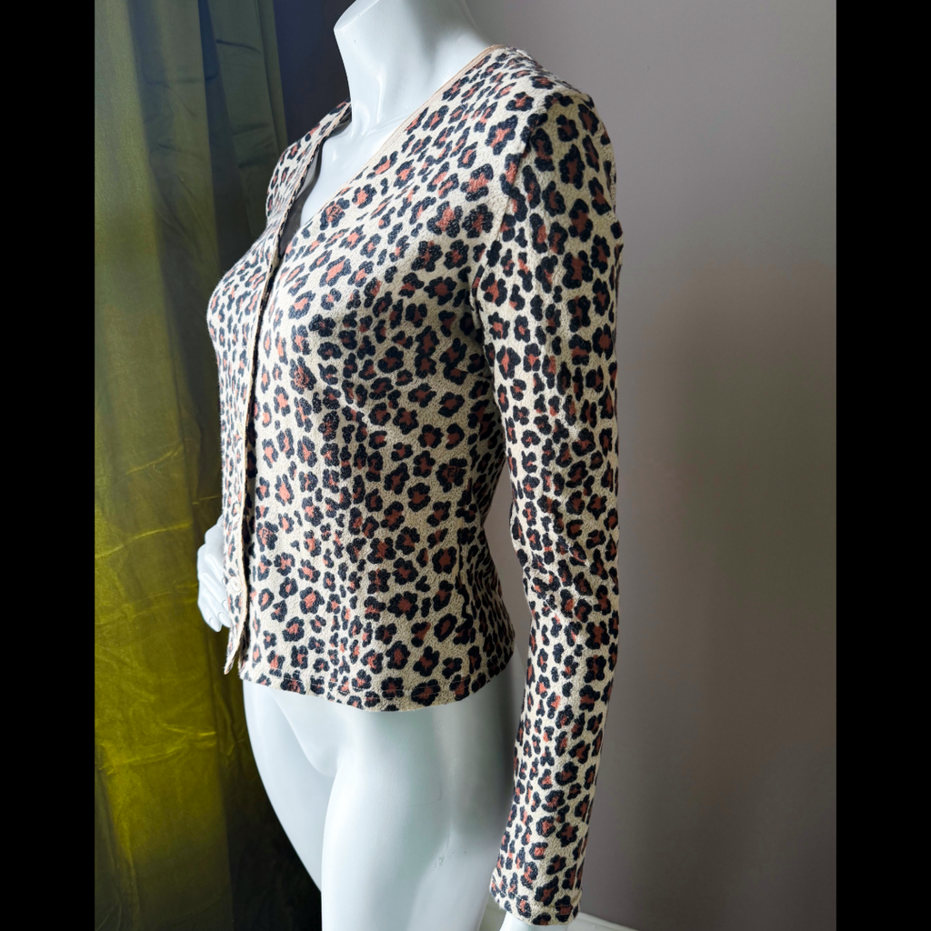 90s Fendi Jeans Leopard FF Cardigan — vintage 1990s Fendi knit in brown