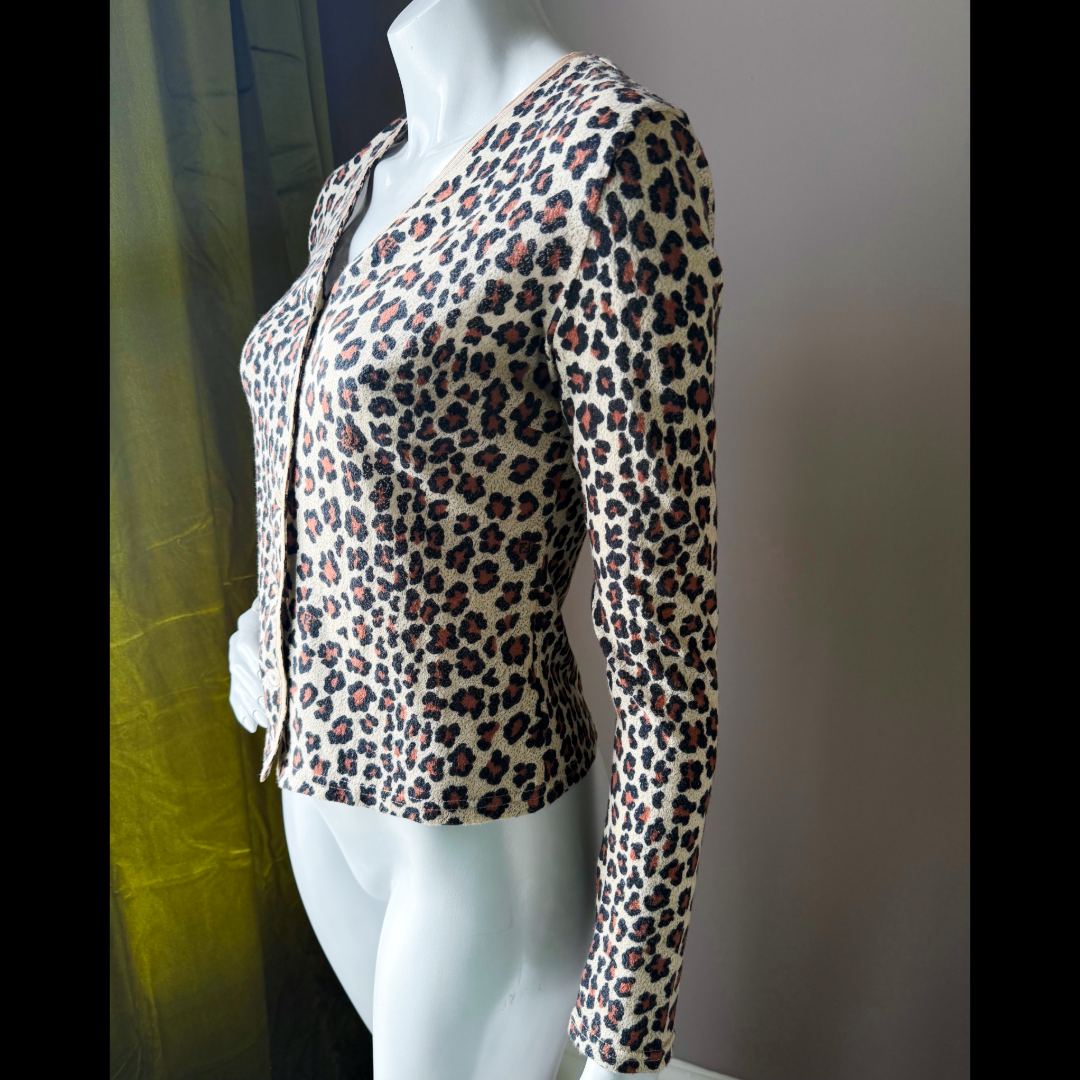 90s Fendi Jeans Leopard FF Cardigan — vintage 1990s Fendi knit in brown