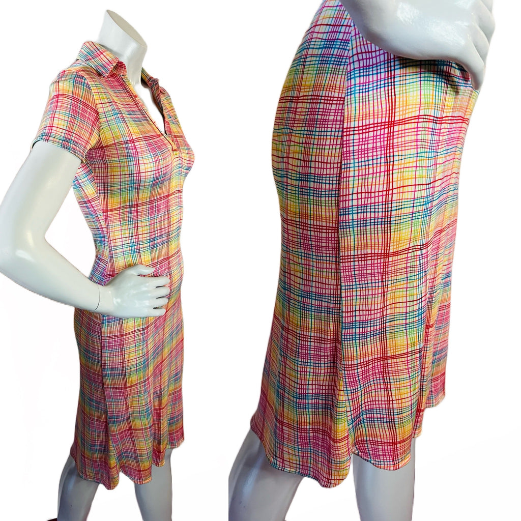 Diane Von Furstenberg Rainbow Silk Collared Dress — vintage Diane Von Furstenberg dress in multicolour