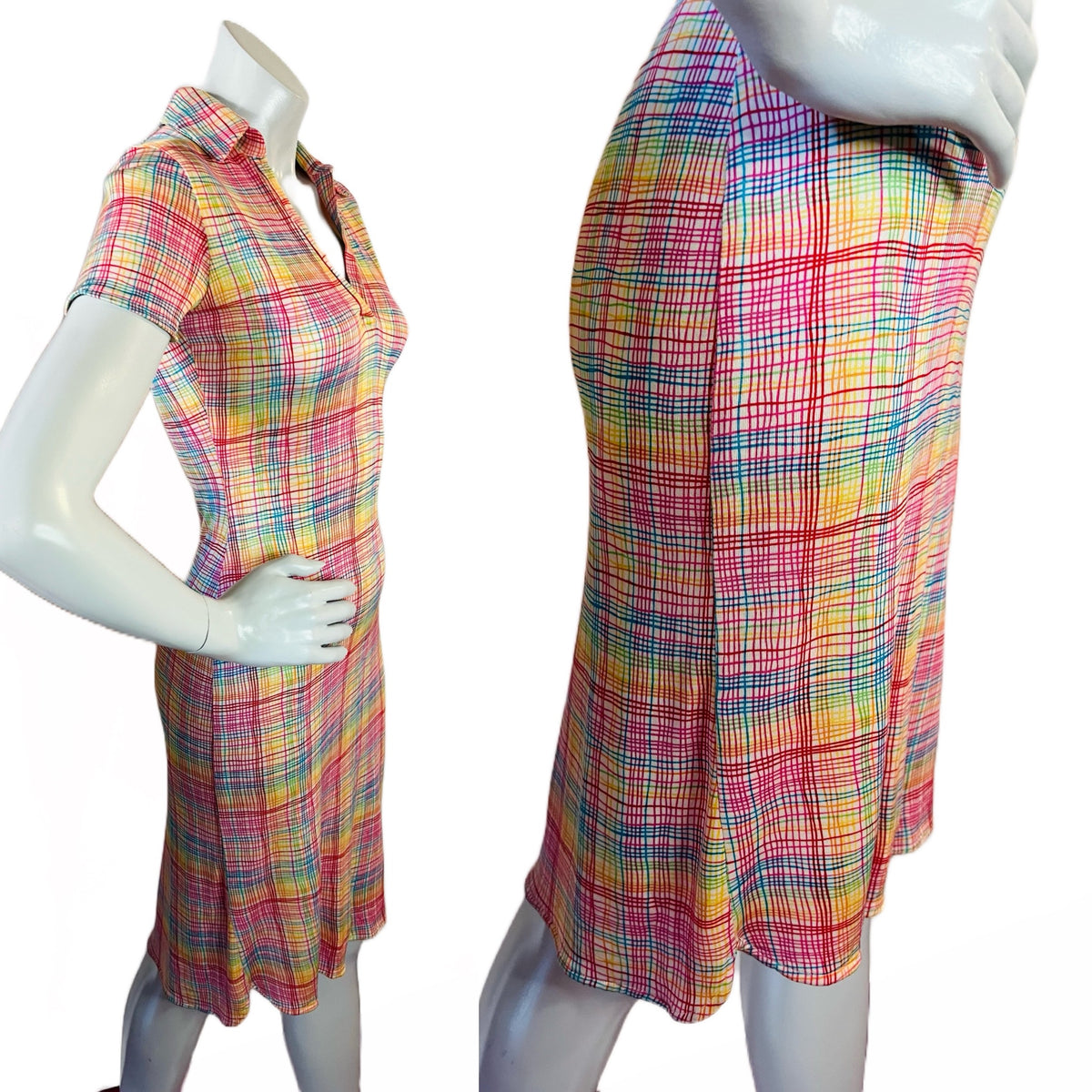 Diane Von Furstenberg Rainbow Silk Collared Dress — vintage Diane Von Furstenberg dress in multicolour