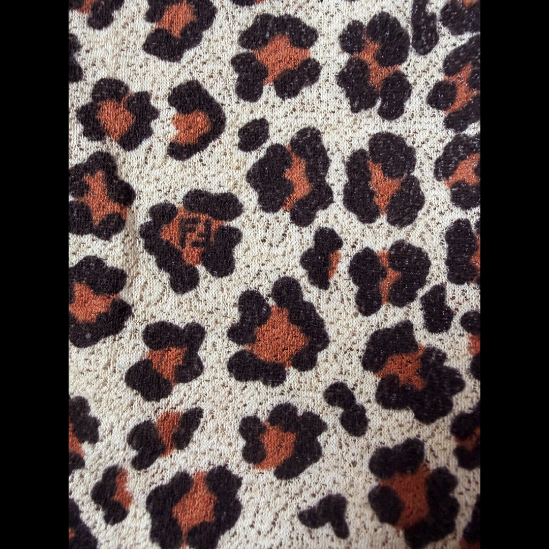 90s Fendi Jeans Leopard FF Cardigan — vintage 1990s Fendi knit in brown