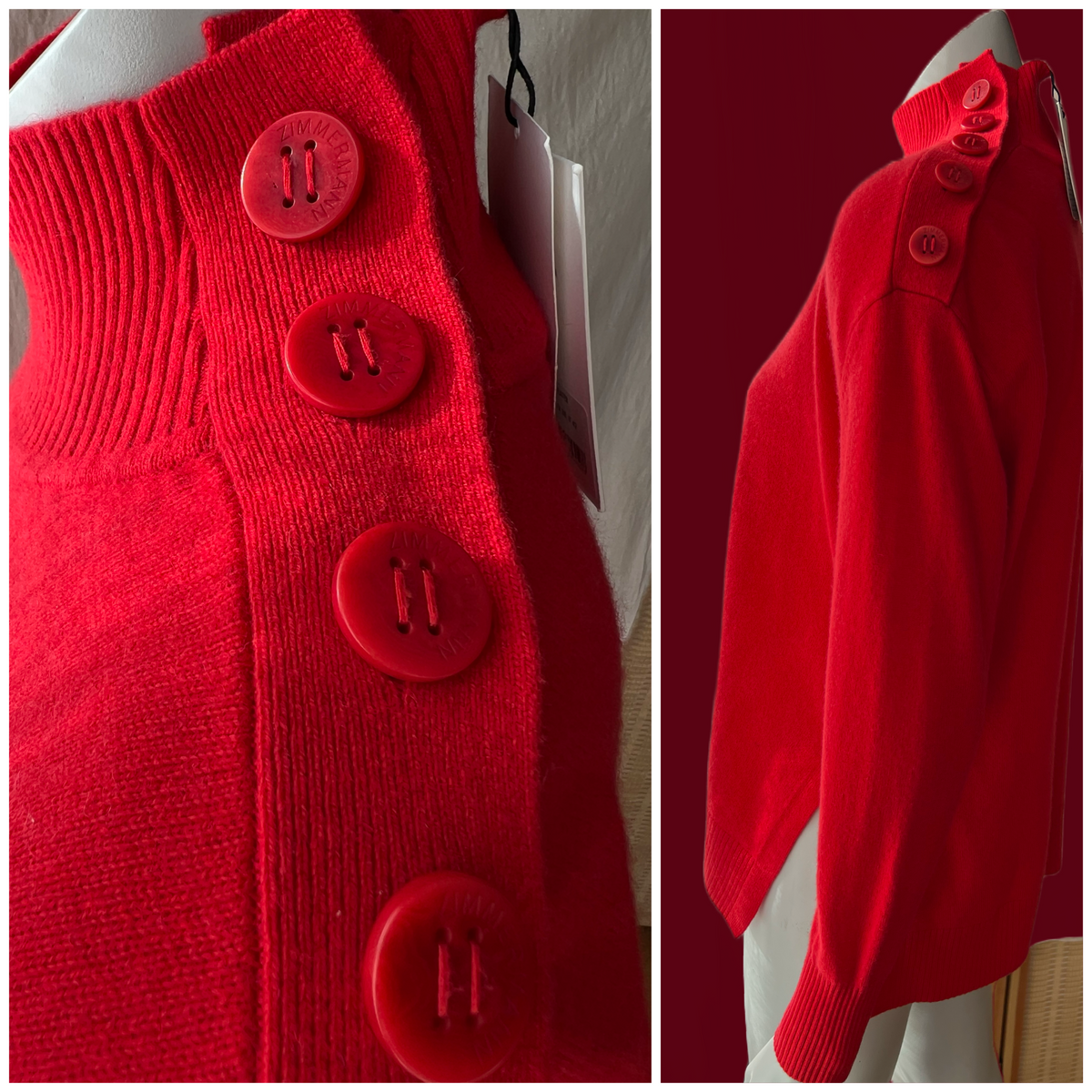 Red Zimmermann New with Tags Cashmere Sweater — vintage Zimmermann knit in red