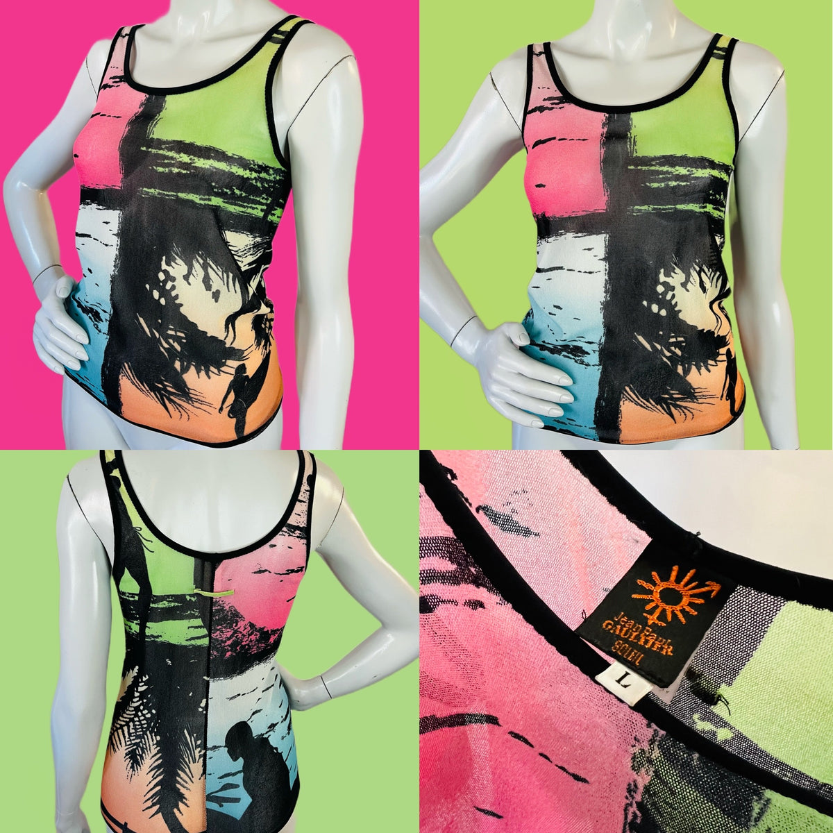 Jean Paul Gaultier Beach Scene Mesh Tank — vintage Jean Paul Gaultier top