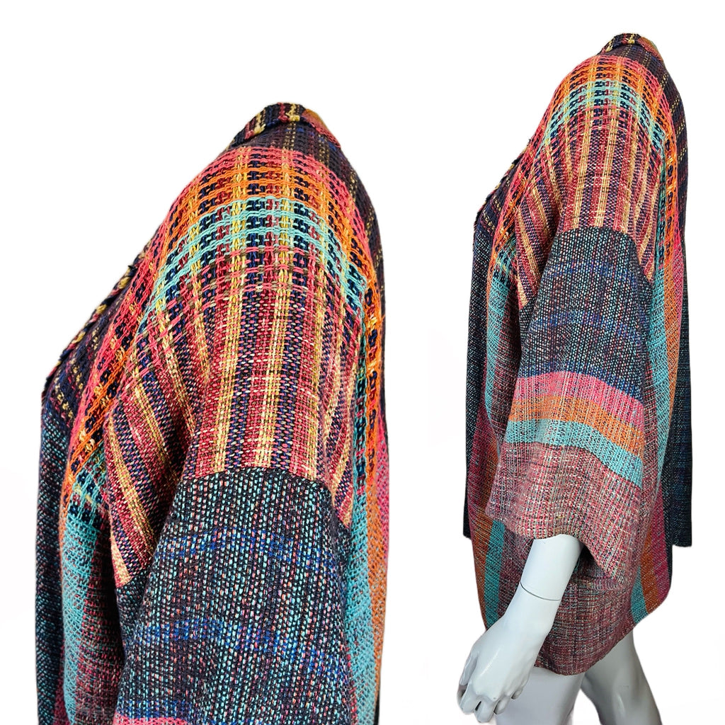 Peggy Kondo Rainbow Hand Woven Jacket — vintage Peggy Kondo top in multicolour