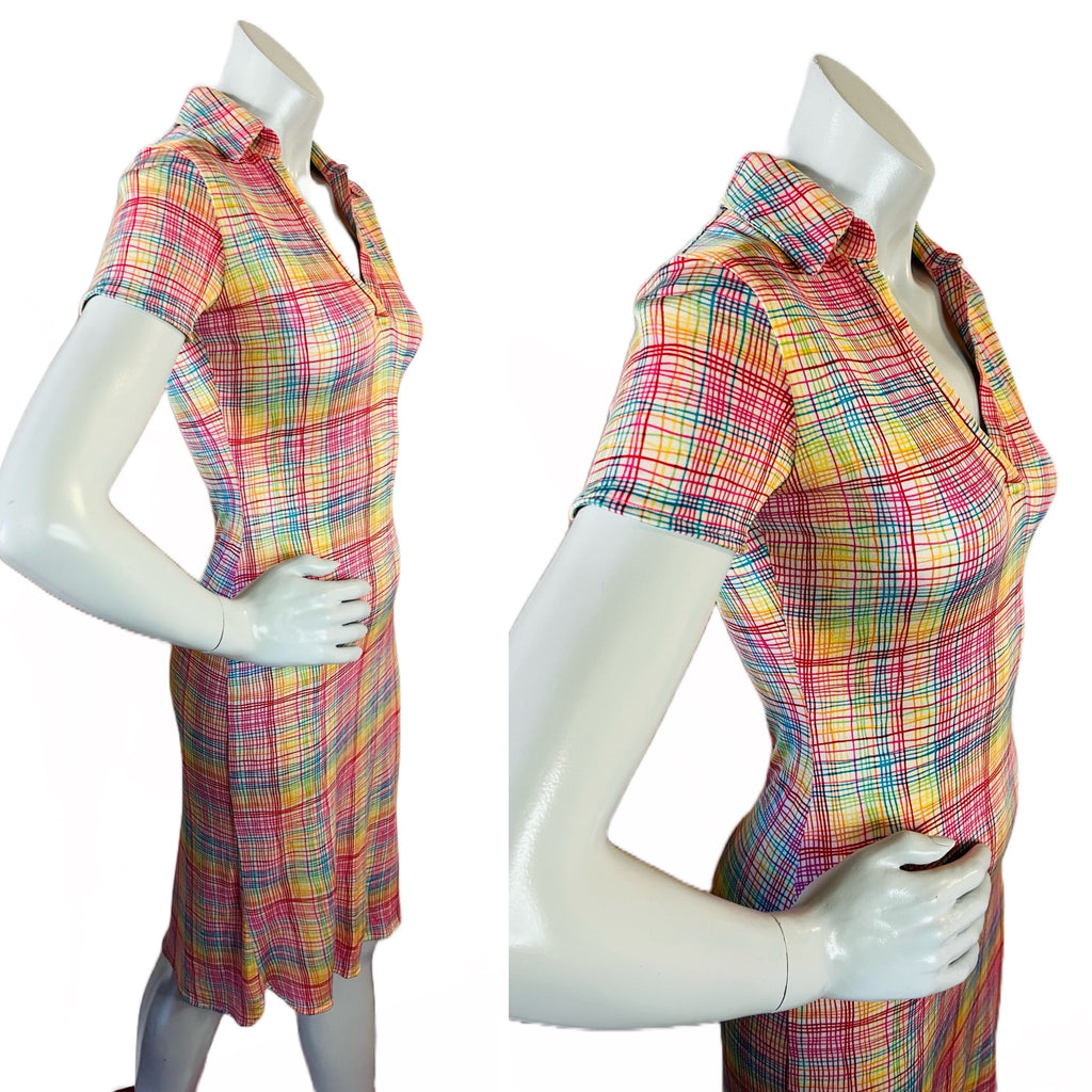 Diane Von Furstenberg Rainbow Silk Collared Dress — vintage Diane Von Furstenberg dress in multicolour